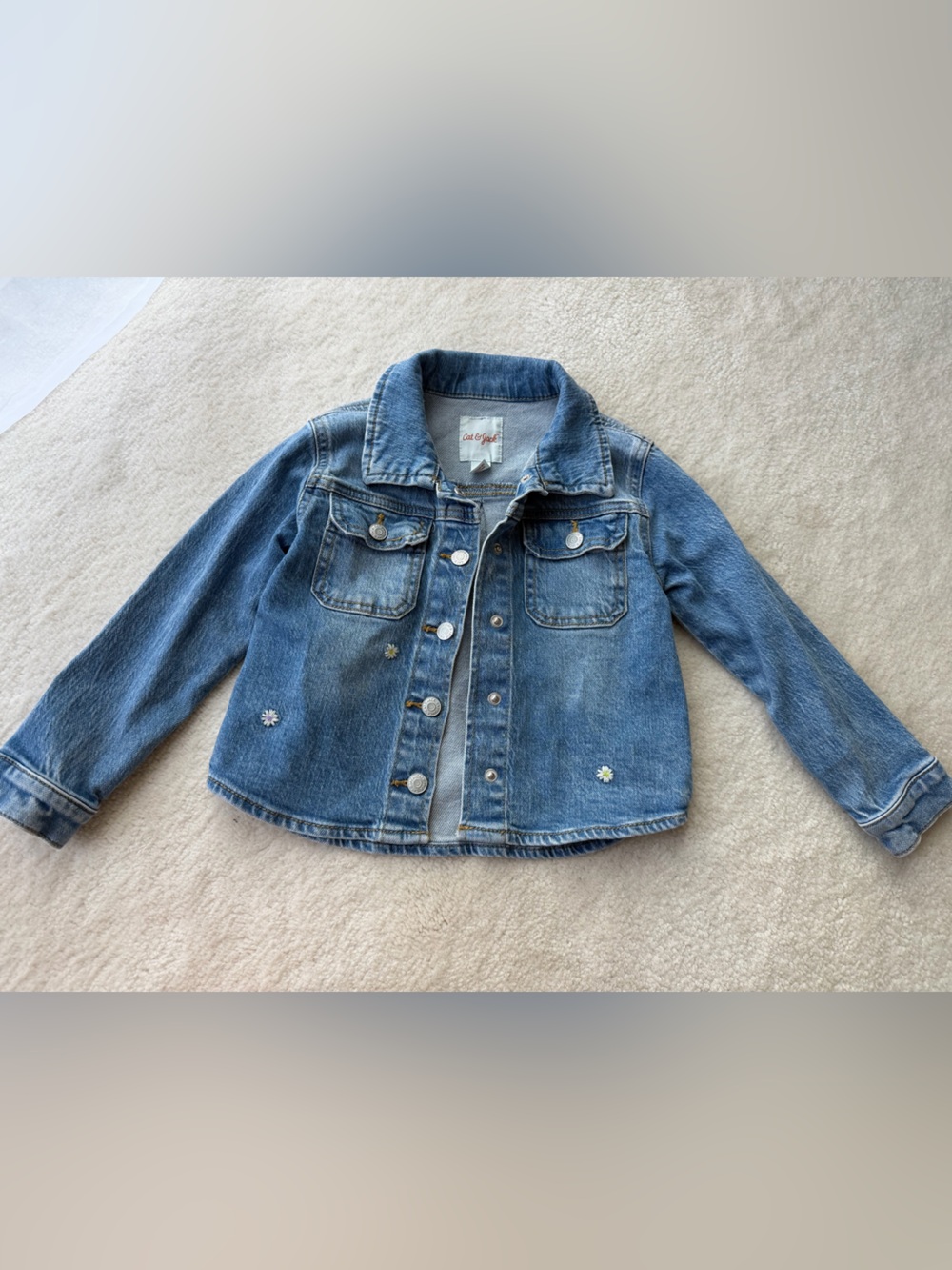 Cat & Jack Girls' Blue Floral Camomile Denim Jacket